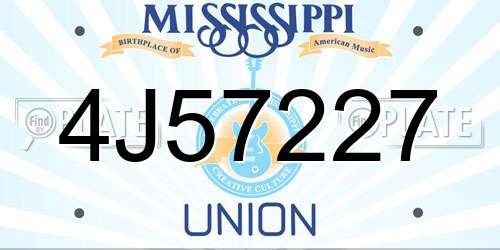 4J57227 Mississippi License Plate