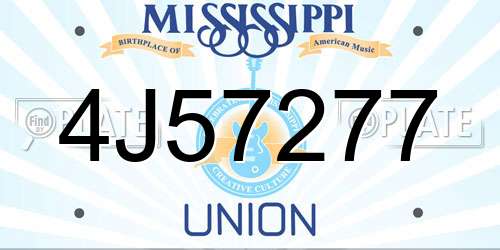 4J57277 Mississippi License Plate