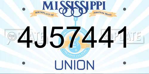 4J57441 Mississippi License Plate