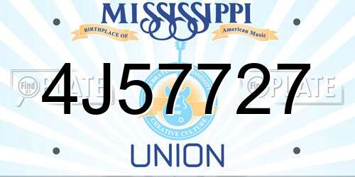 4J57727 Mississippi License Plate