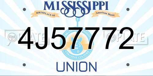 4J57772 Mississippi License Plate