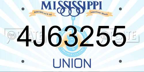 4J63255 Mississippi License Plate