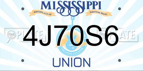 4J70S6 Mississippi License Plate