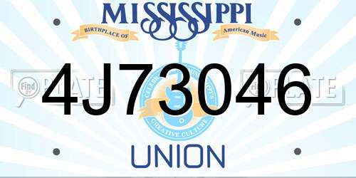 4J73046 Mississippi License Plate