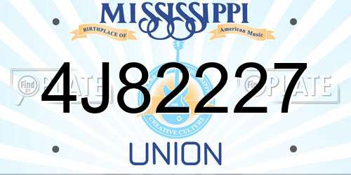 4J82227 Mississippi License Plate