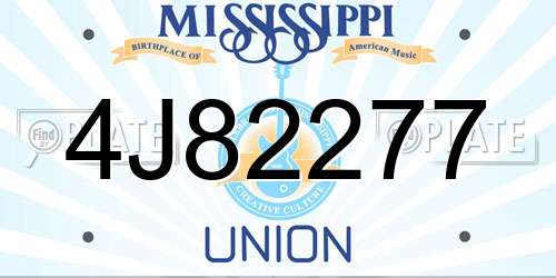 4J82277 Mississippi License Plate