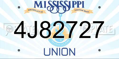 4J82727 Mississippi License Plate