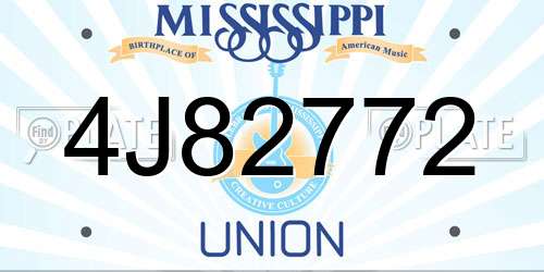4J82772 Mississippi License Plate