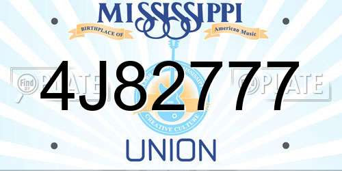 4J82777 Mississippi License Plate