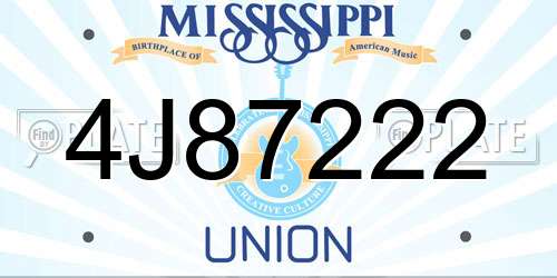 4J87222 Mississippi License Plate