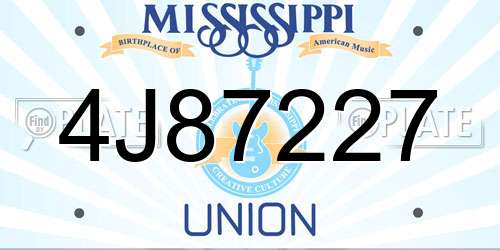 4J87227 Mississippi License Plate