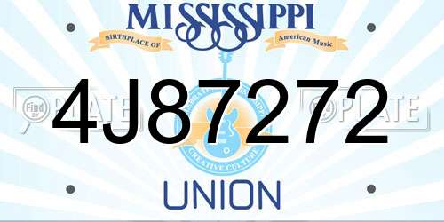 4J87272 Mississippi License Plate
