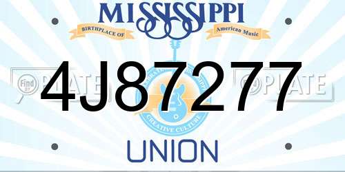 4J87277 Mississippi License Plate