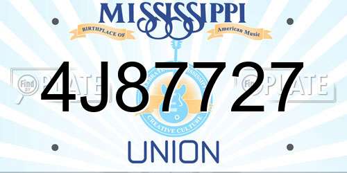 4J87727 Mississippi License Plate