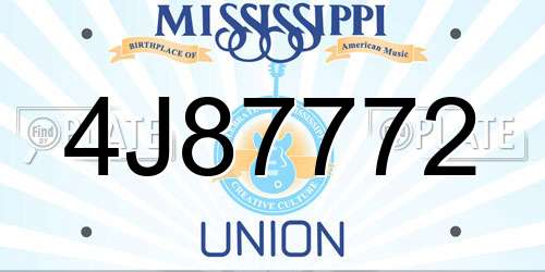 4J87772 Mississippi License Plate
