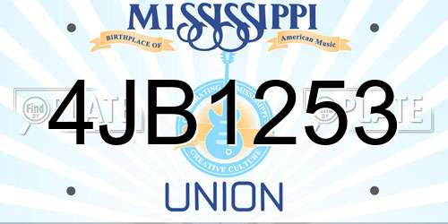 4JB1253 Mississippi License Plate
