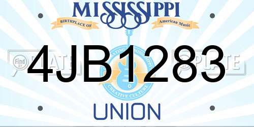 4JB1283 Mississippi License Plate