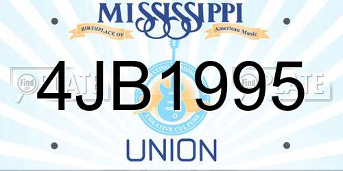 4JB1995 Mississippi License Plate