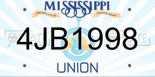 4JB1998 Mississippi License Plate
