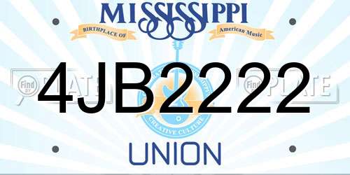 4JB2222 Mississippi License Plate