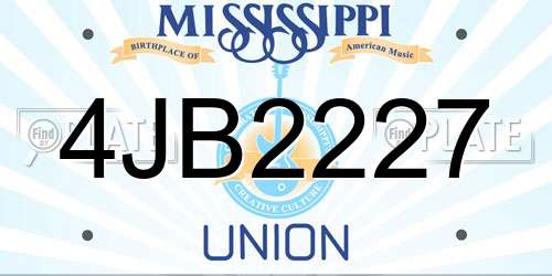 4JB2227 Mississippi License Plate