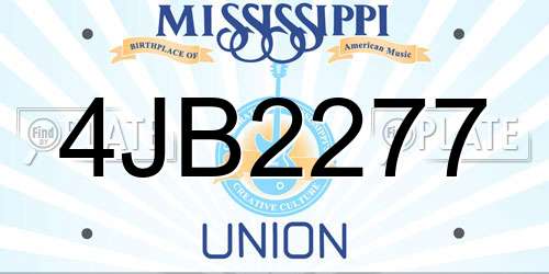 4JB2277 Mississippi License Plate