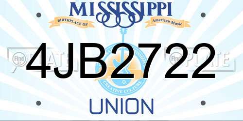 4JB2722 Mississippi License Plate
