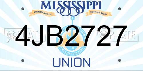 4JB2727 Mississippi License Plate