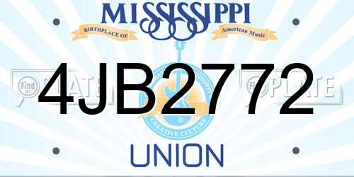 4JB2772 Mississippi License Plate