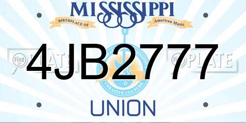 4JB2777 Mississippi License Plate