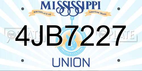 4JB7227 Mississippi License Plate