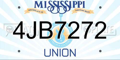 4JB7272 Mississippi License Plate