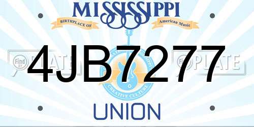 4JB7277 Mississippi License Plate