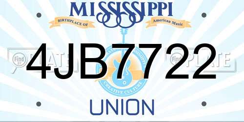 4JB7722 Mississippi License Plate