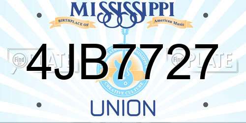 4JB7727 Mississippi License Plate