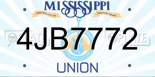 4JB7772 Mississippi License Plate