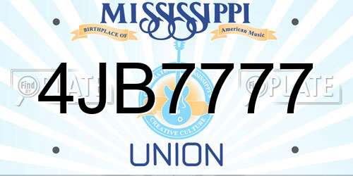4JB7777 Mississippi License Plate