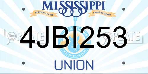 4JBI253 Mississippi License Plate