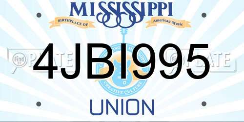 4JBI995 Mississippi License Plate