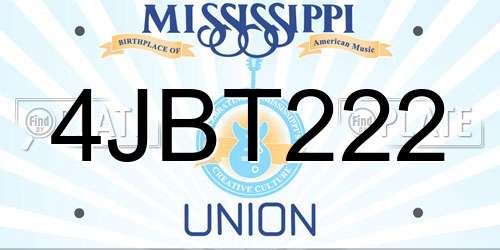 4JBT222 Mississippi License Plate