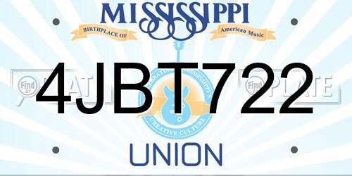 4JBT722 Mississippi License Plate