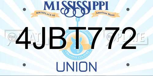 4JBT772 Mississippi License Plate