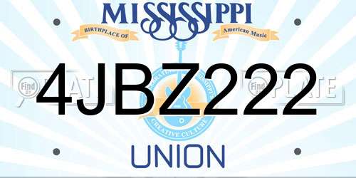 4JBZ222 Mississippi License Plate