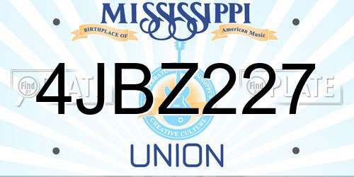 4JBZ227 Mississippi License Plate