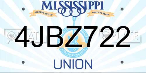 4JBZ722 Mississippi License Plate
