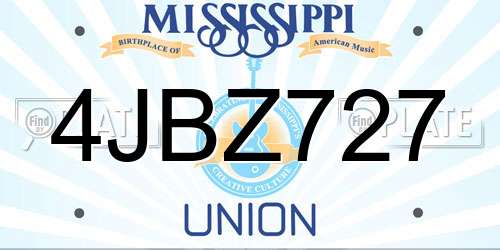 4JBZ727 Mississippi License Plate
