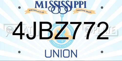 4JBZ772 Mississippi License Plate