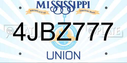 4JBZ777 Mississippi License Plate