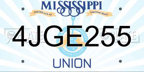 4JGE255 Mississippi License Plate
