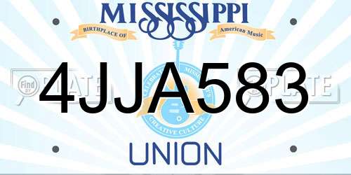 4JJA583 Mississippi License Plate